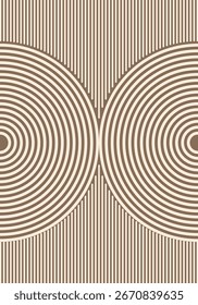 Abstract geometric wall art print with round shapes and lines.
