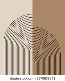 Abstractas impresión geométrica del arte de la pared con las Formas y las líneas redondas.