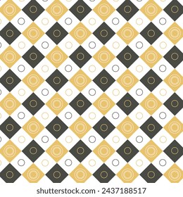 Abstract geometric wallpaper design. Retro vintage patterns of squares and circles arranged in a checkerboard pattern. Seamless vector checkered pattern. Vintage abstract geometric pattern.
