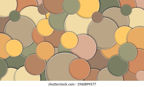 abstract geometric wallpaper in pastel colors. multicolored, with white outline, overlapping circles of different sizes. 3d effect. vector 