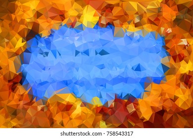 Abstract geometric warm yellow background of triangular polygons. Vector illustration. Retro mosaic triangle bright trendy pattern for web, business template, brochure, card, poster, banner design.