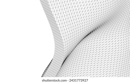 Abstract geometric wave 3d illustration