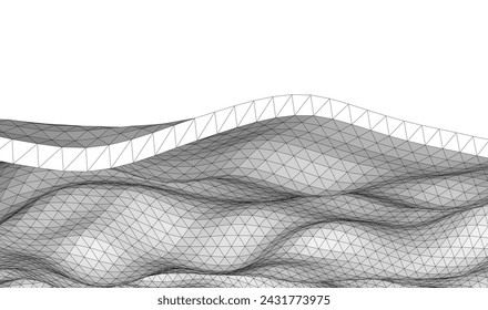 Abstract geometric wave 3d illustration