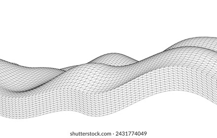 Abstract geometric wave 3d illustration