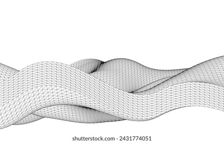 Abstract geometric wave 3d illustration