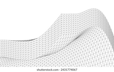 Abstract geometric wave 3d illustration