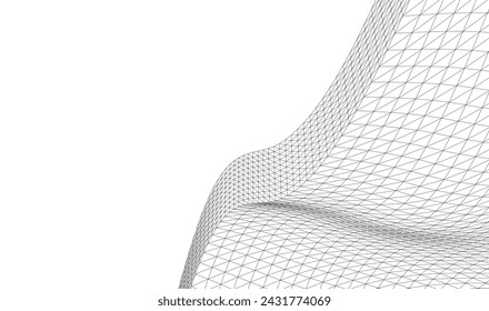 Abstract geometric wave 3d illustration