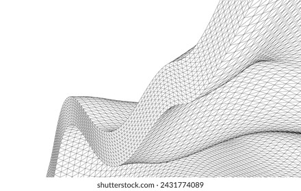 Abstract geometric wave 3d illustration