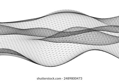 Abstract geometric wave 3d illustration