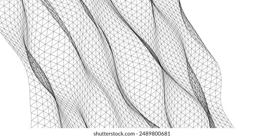 Abstract geometric wave 3d illustration