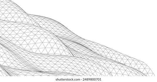 Abstract geometric wave 3d illustration