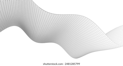 Abstrakte geometrische Welle. Zeichnen von Linien und Polygonen auf weißem Hintergrund.Vektorillustration.