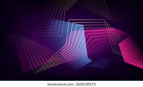 Abstract geometric wave of light lines on a gradient background.