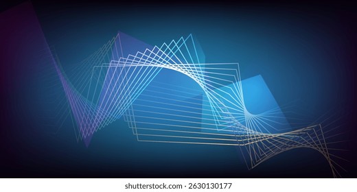 Onda geométrica Abstractas de líneas de luz sobre un fondo degradado.