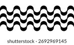 Abstract geometric wave pattern in black and white, traditional Portuguese sidewalk style. Copacabana boardwalk design from Rio de Janeiro, repeating vector background.