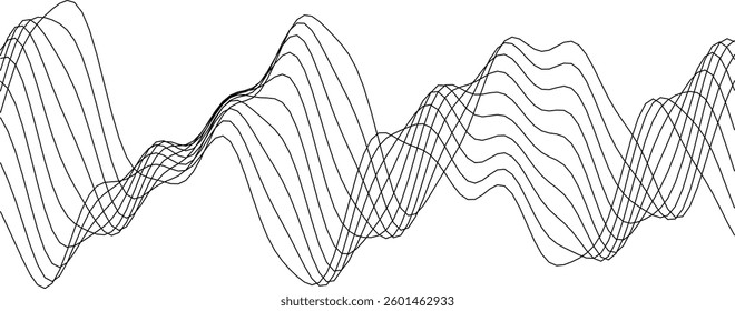 Abstract geometric wave pattern in monochrome design for art prints and digital backgrounds.