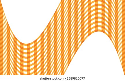 Abstract Geometric Wave Pattern with Orange Curved Gridlines Creating a Dynamic Optical Illusion Effect