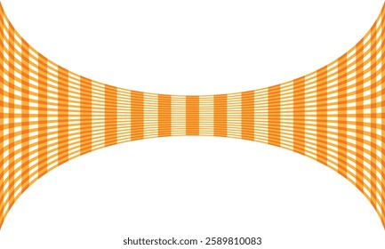 Abstract Geometric Wave Pattern with Orange Curved Gridlines Creating a Dynamic Optical Illusion Effect