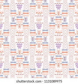 Abstract Geometric Wave Shapes, Seamless Vector Pattern Background, Hand Drawn Illustration for Summer Fashion Prints, Kids Beach Apparel, Vacation Scrapbook, & Pretty Stationery, Lilac Purple Orange