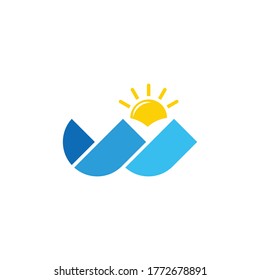 Abstract geometric waves and sun symbol vector fit for your nature product logo