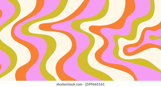 Abstract Geometric Wavy Background. Cool Funky Art Vector Design. Groovy Trippy Hippy Pattern. Psychedelic Y2k Texture. Retro Fun Bg. 