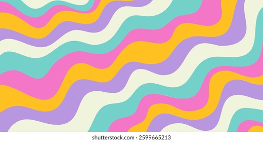 Abstract Geometric Wavy Background. Cool Funky Art Vector Design. Groovy Trippy Hippy Pattern. Psychedelic Y2k Texture. Retro Fun Bg. 