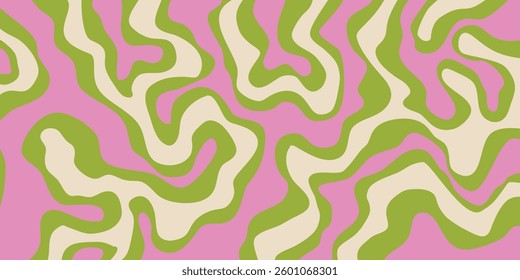 Abstract Geometric Wavy Background. Cool Funky Art Vector Design. Groovy Trippy Hippy Pattern. Psychedelic Y2k Texture. Retro Fun Bg. 