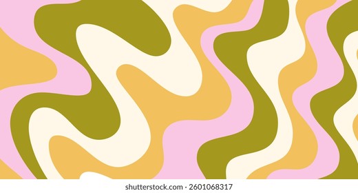Abstract Geometric Wavy Background. Cool Funky Art Vector Design. Groovy Trippy Hippy Pattern. Psychedelic Y2k Texture. Retro Fun Bg. 