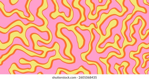 Abstract Geometric Wavy Background. Cool Funky Art Vector Design. Groovy Trippy Hippy Pattern. Psychedelic Y2k Texture. Retro Fun Bg. 