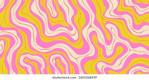 Abstract Geometric Wavy Background. Cool Funky Art Vector Design. Groovy Trippy Hippy Pattern. Psychedelic Y2k Texture. Retro Fun Bg. 