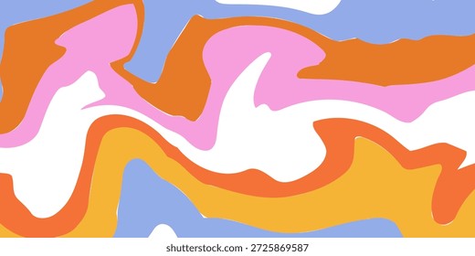 Fondo ondulado geométrico Abstractas. Diseño de Vector de arte funky fresco. Groovy Trippy Hippy Patrón. Textura psicodélica Y2k. Bolso de la diversión retro. 