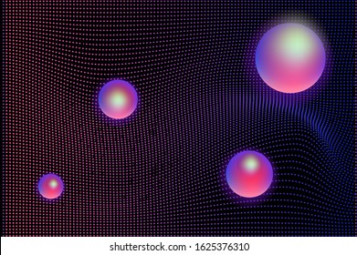 Abstract geometric wavy background in vaporwave and retrowave retrofuturistic style.