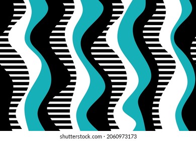 Abstract geometric wavy line striped pattern. Vector design for fashion prints and backgrounds.
