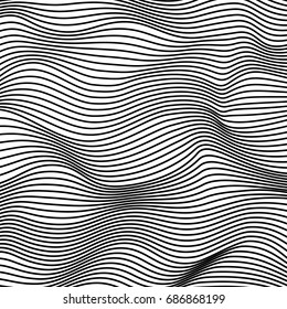 Abstract geometric wavy pattern. Black and white stripes background. Vector illustration