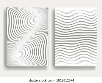 Abstract Geometric wavy Stripe Pattern. Linear pattern in gray color. Vector.