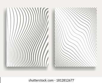 Resumen Patrón de banda ondulada geométrica. Patrón lineal en color gris. Vector.
