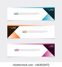Abstract geometric web design banner template isolated on dark grey background with colors options