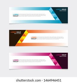 Abstract geometric web design banner template isolated on dark grey background with many colors variations