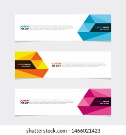 Abstract geometric web design banner template isolated on dark grey background with many colors variations and piece elements