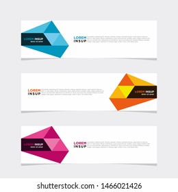 Abstract geometric web design banner template isolated on dark grey background with many colors variations and piece elements