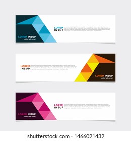 Abstract geometric web design banner template isolated on dark grey background with many colors variations and piece elements