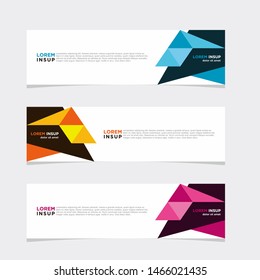 Abstract geometric web design banner template isolated on dark grey background with many colors variations and piece elements