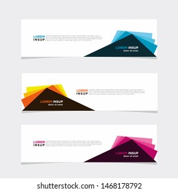 Abstract geometric web design banner template isolated on dark grey colors