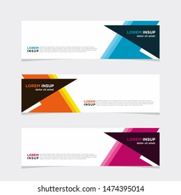 Abstract geometric web design banner template with gradient and flat colors