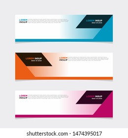 Abstract geometric web design banner template with gradient and flat colors