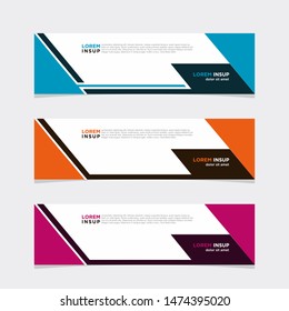 Abstract geometric web design banner template with gradient and flat colors