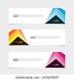 Abstract geometric web design banner template on grey background with other colors