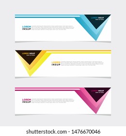 Abstract geometric web design banner template on grey background with other colors