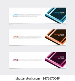 Abstract geometric web design banner template on grey background with other colors
