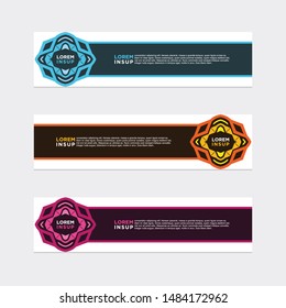 -abstract geometric web design banner template isolated on dark grey background